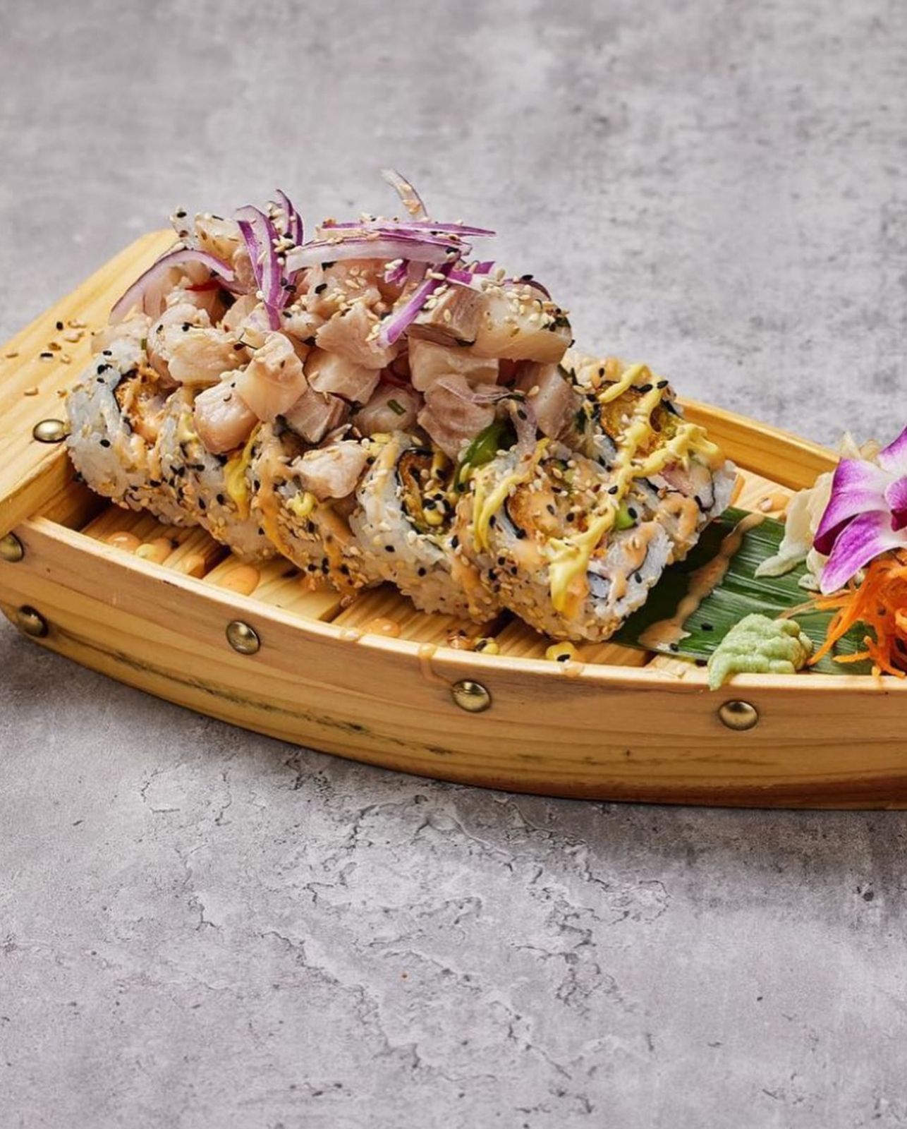 Wooden sushi boat